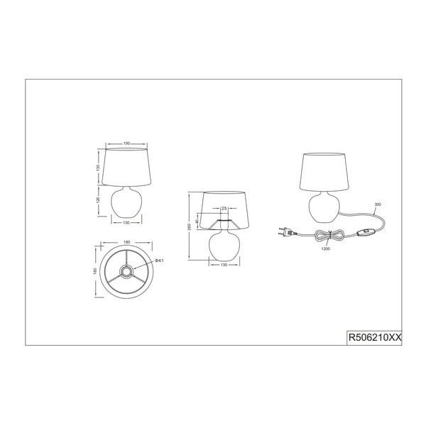 Veioză din ceramică și pânză Reality Luxor, înălțime 26 cm, negru-image-2