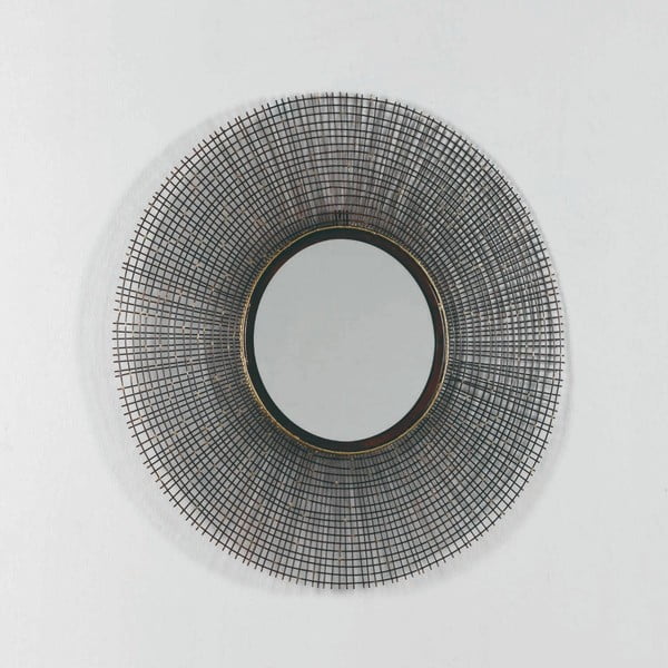 Oglindă perete cu ramă gri, ∅ 67 cm