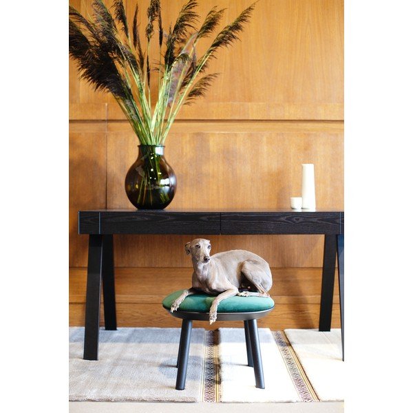 Taburet tapițat din catifea EMKO Naïve, verde-negru-image-1