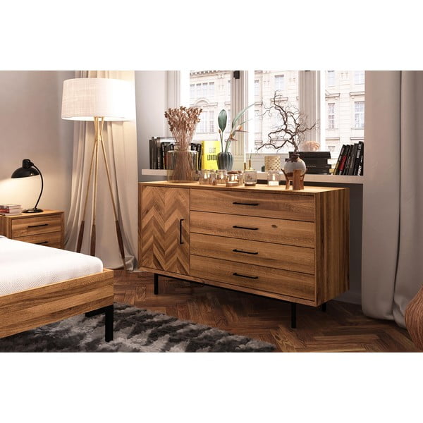 Comodă joasă din lemn de stejar 144x80 cm Abies – The Beds-image-3