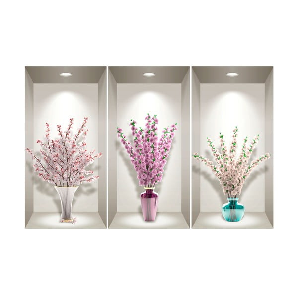 Set 3 autocolante 3D pentru perete Ambiance Bunches of Cherry-image-2