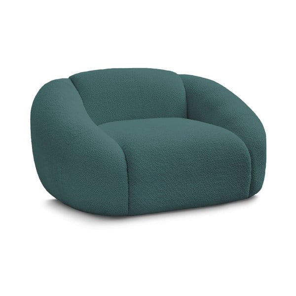 Fotoliu turcoaz cu tapițerie din țesătură bouclé Tina – Bobochic Paris