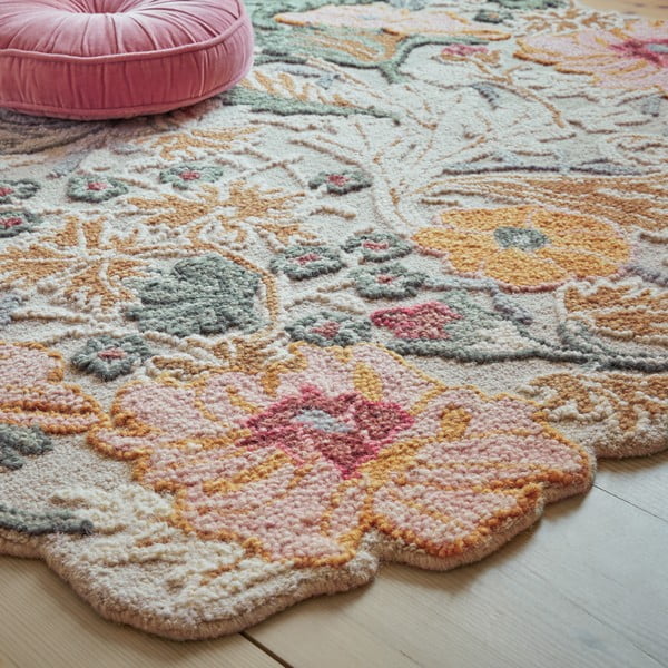 Covor roz deschis țesut manual din lână 160x230 cm Daphne Shaped Floral – Flair Rugs-image-2