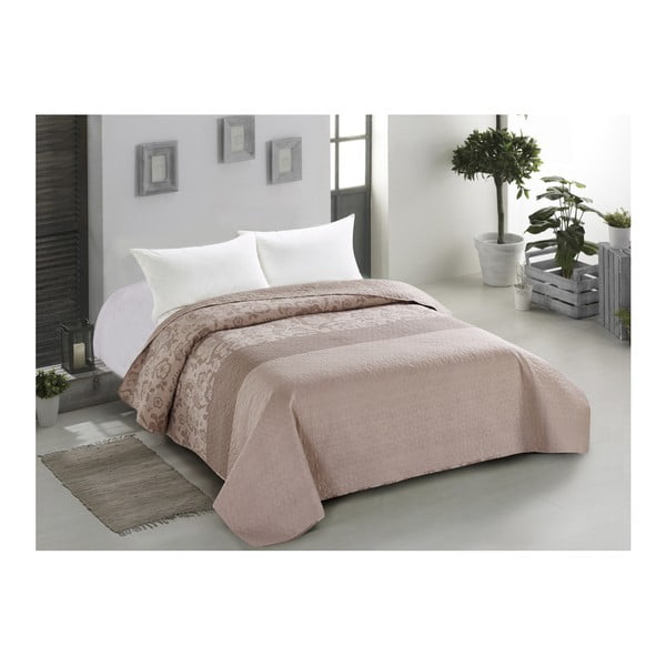 Cuvertură cu 2 fețe din microfibră  AmeliaHome Ornament, 260 x 280 cm, bej-image-1