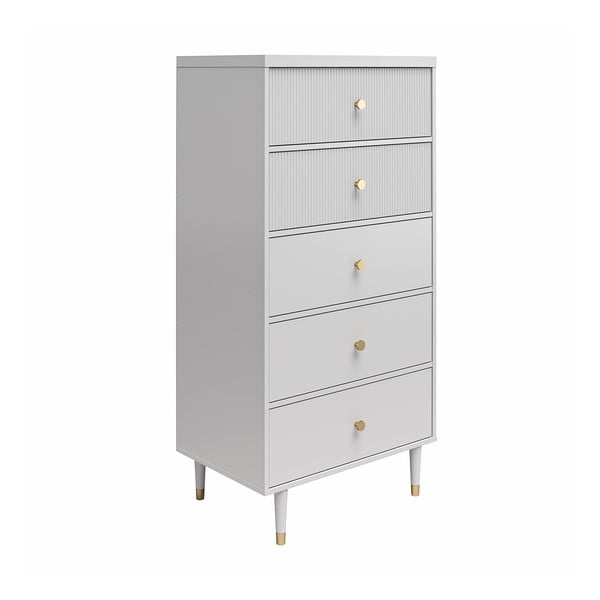 Comodă gri deschis înaltă 70x141 cm Elizabeth – CosmoLiving by Cosmopolitan-image-2