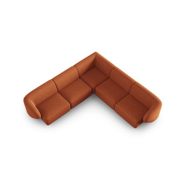 Colțar teracotă cu tapițerie din chenille Paolo – Milo Casa-image-1