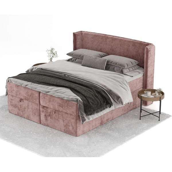 Pat boxspring roz cu spațiu de depozitare 180x200 cm Passion – Maison de Rêve-image-2
