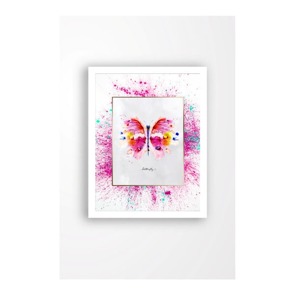 Tablou pe pânză în ramă albă Tablo Center Butterfly, 29 x 24 cm
