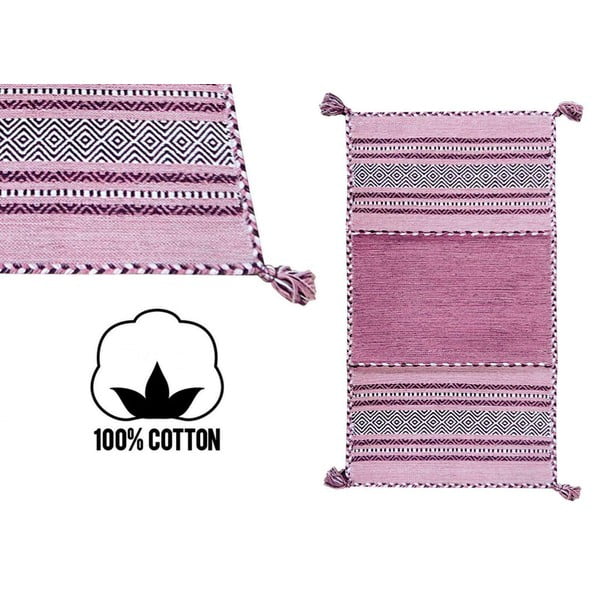 Covor din bumbac Floorita Antique Kilim, 120 x 180 cm, roz-image-2