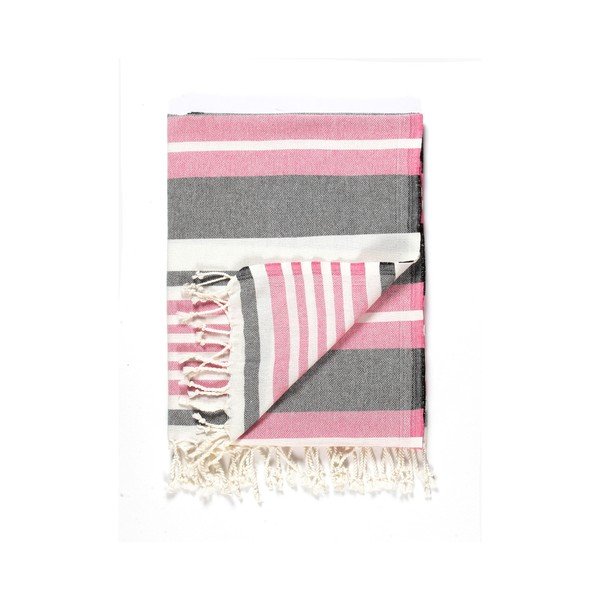 Prosop de plajă Kate Louise Cotton Collection Line, 100 x 180 cm, roz-gri-image-3