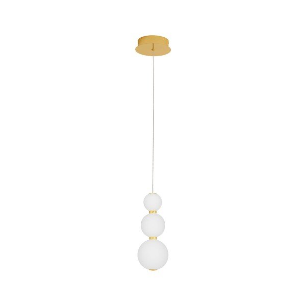 Lustră albă/aurie LED din metal cu abajur din sticlă ø 10 cm Perla – Nova Luce