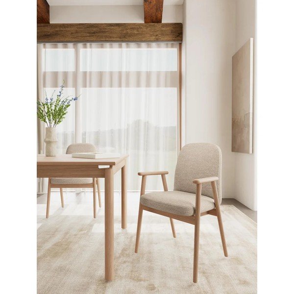 Scaune de dining bej cu cotiere 2 buc. tapițate Calvin – Actona-image-2