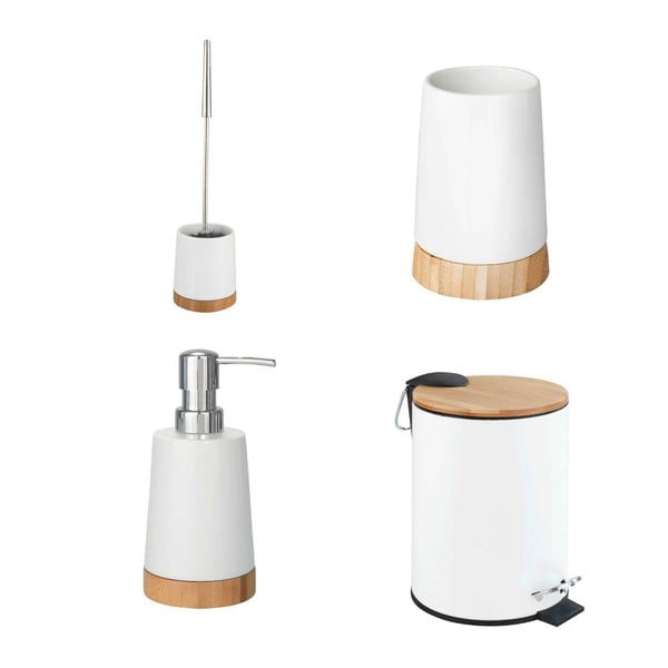 Set de accesorii de baie alb din ceramică Bamboo – Wenko