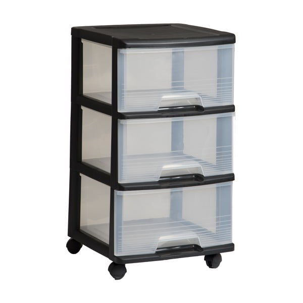 Etajeră pe roți neagră/transparentă din plastic 37x61 cm – Curver