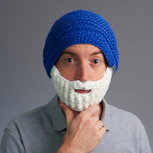 Căciulă cu barbă detașabilă, Beardo Original, albastru-alb