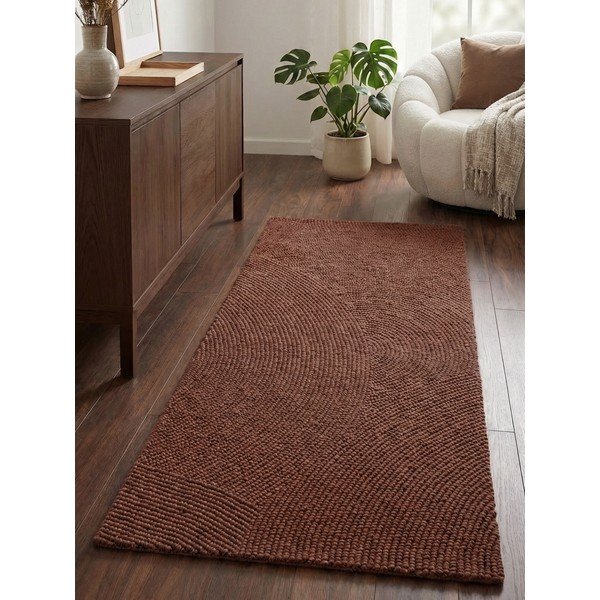 Covor tip traversă cărămiziu țesut manual din lână 80x200 cm Calmio – Hanse Home-image-1