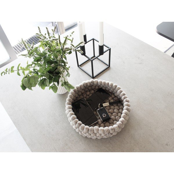 Coș depozitare cu bile din lână Wooldot Ball Basket, ⌀ 28 cm, maro nisip-image-1