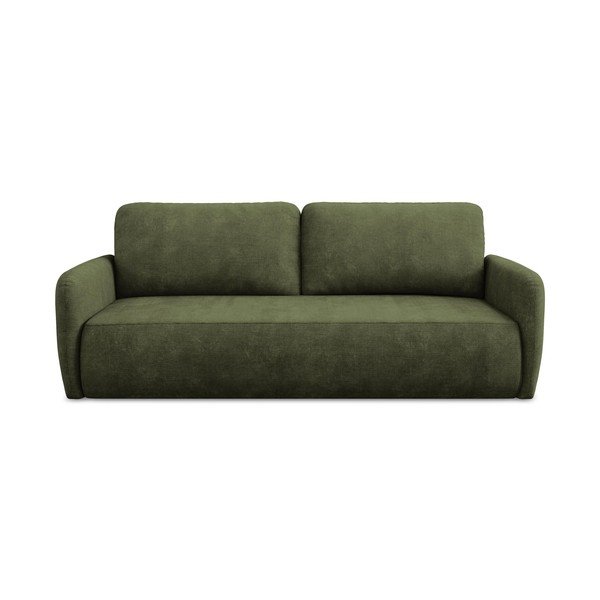 Canapea verde extensibilă/cu spațiu de depozitare cu tapițerie din chenille 218 cm Lilo – Makamii