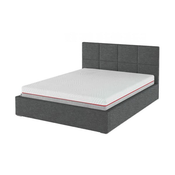 Pat matrimonial gri antracit tapițat cu spațiu de depozitare cu somieră 180x200 cm Bufo – MESONICA-image-2