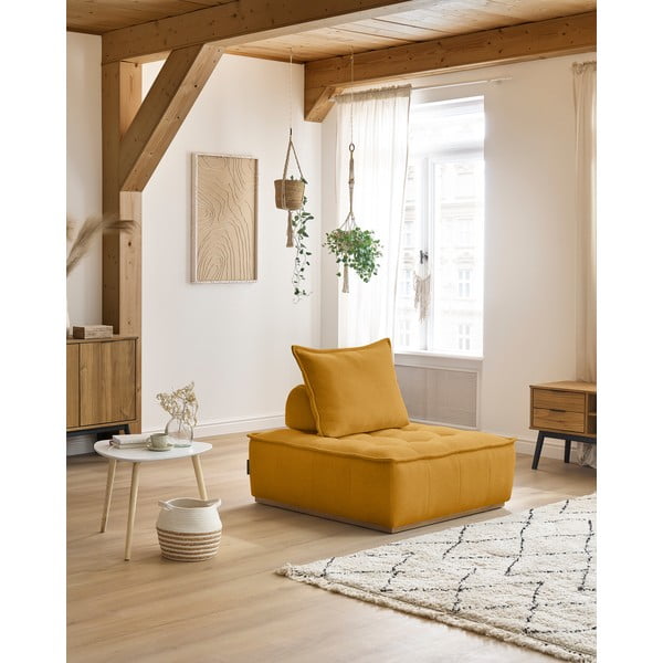 Fotoliu galben muștar cu tapițerie din chenille Elisa – Bobochic Paris-image-1