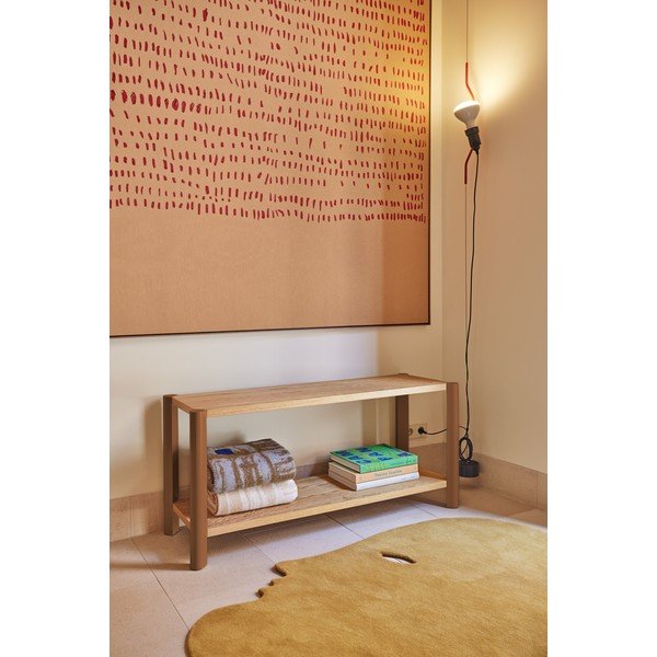 Etajeră cărămizie/în culoare naturală deschisă cu aspect de lemn de stejar 126x59x43 cm Bona – Teulat-image-1