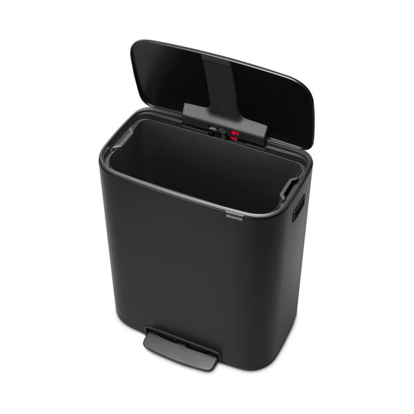 Coș de gunoi negru mat cu pedală din oțel 60 l Bo – Brabantia