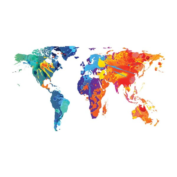 Autocolant de perete Ambiance Worlds Map Design Watercolor, 60 x 105 cm-image-2