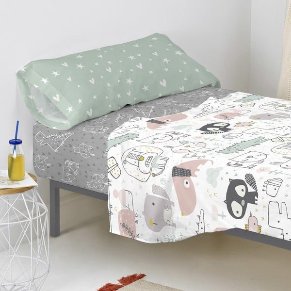 Cearceaf din bumbac pentru copii Moshi Moshi Best Buddies, 90 x 200 cm-image-4