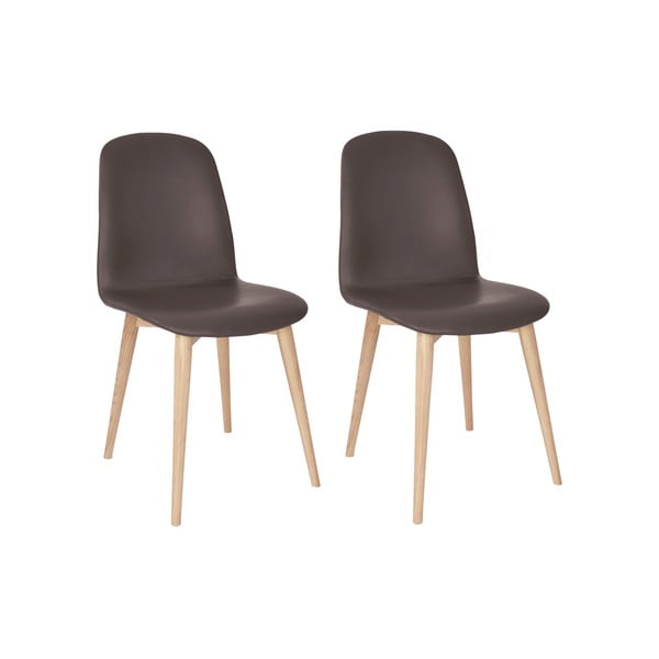Set 2 scaune cu picioare din lemn masiv de stejar WOOD AND VISION Basic, maro