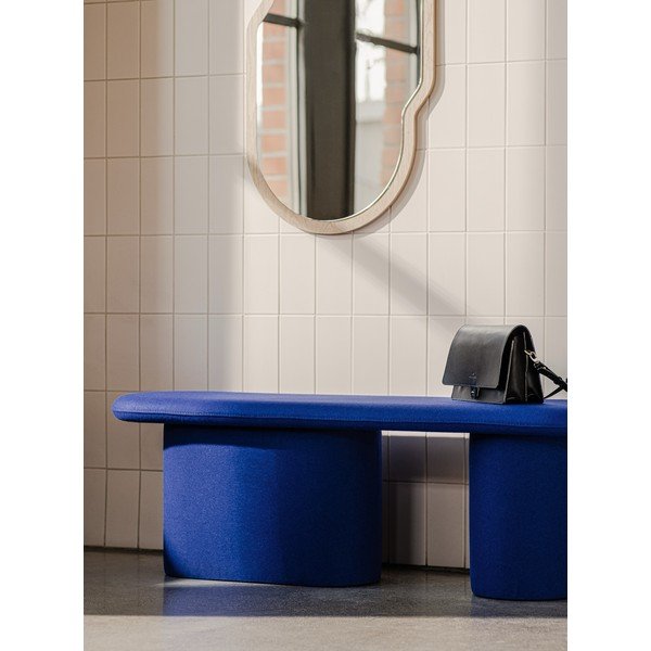 Bancă albastră capitonată cu tapițerie din lână Rull – noo.ma-image-1