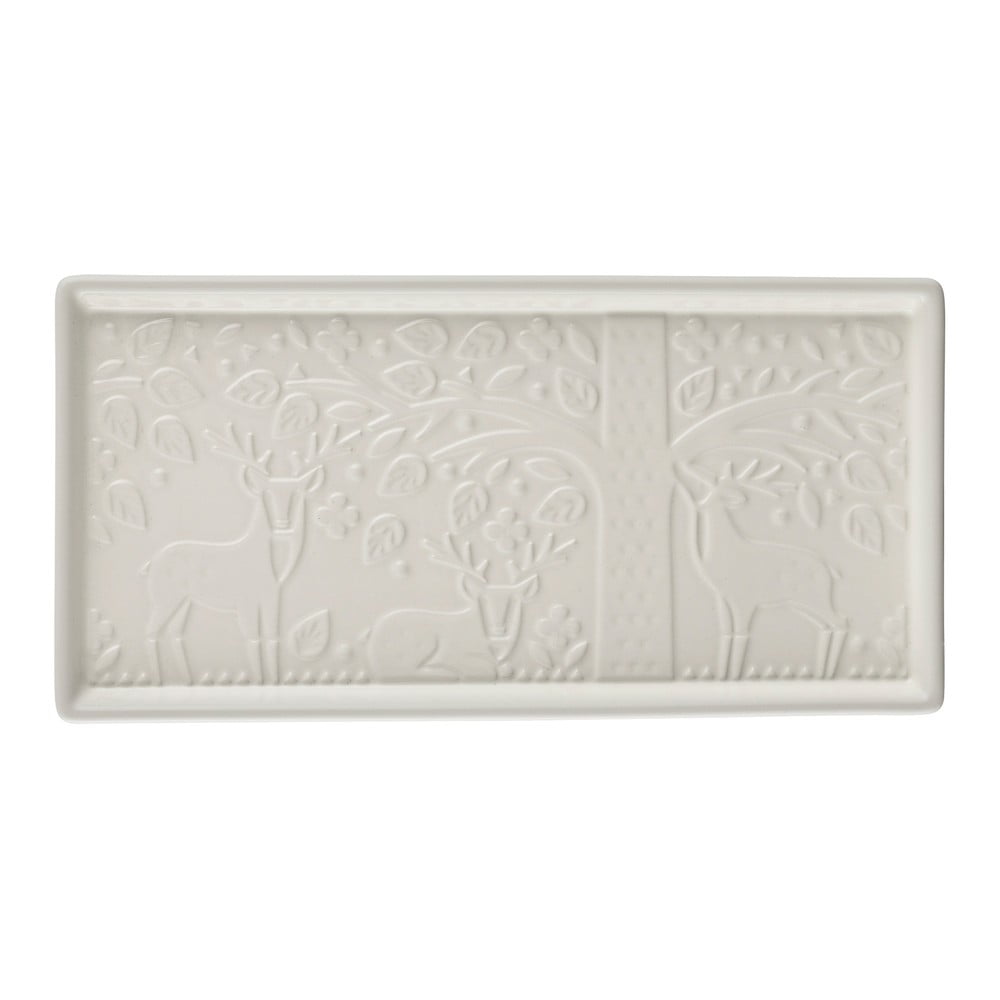 Tavă servire din ceramică Mason Cash In the Forest, 30 x 15 cm, alb