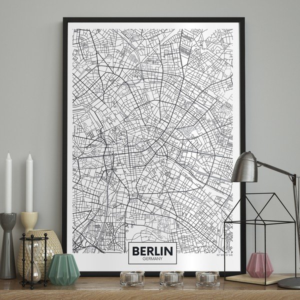 Poster cu ramă pentru perete MAP/BERLIN, 70 x 100 cm-image-1