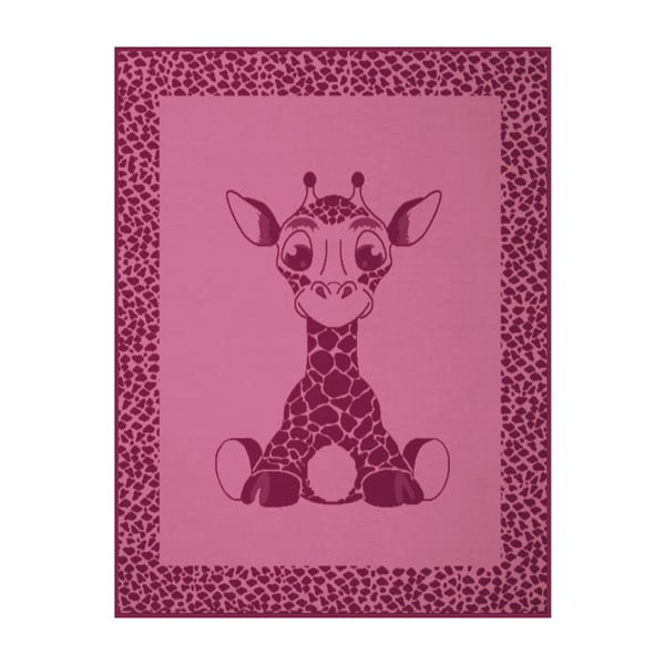 Pătură copii Giraffe Pink, 75x100 cm