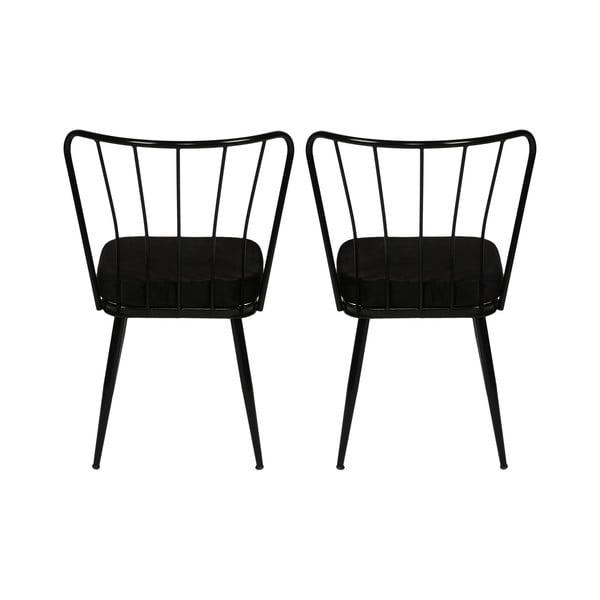 Scaune de dining negre 2 buc. din metal Yildiz – Kalune Design-image-3