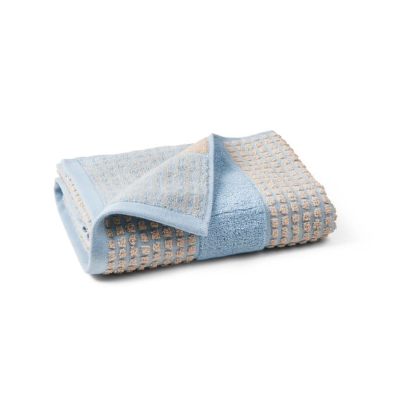 Prosop albastru deschis/bej din bumbac organic 50x100 cm Check – JUNA-image-2