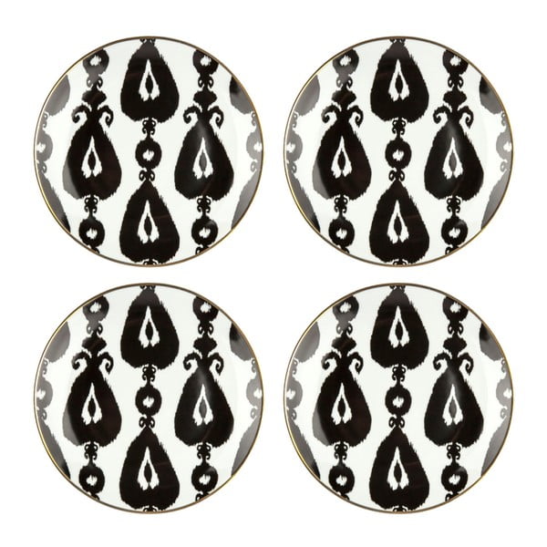 Set 4 farfurii din porțelan Vivas Morocco, Ø 23 cm, negru - alb