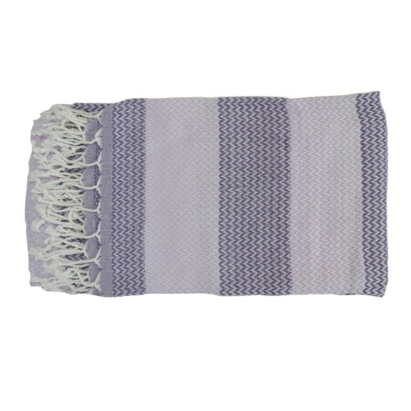 Prosop țesut manual din bumbac premium Alya, 100 x 80 cm, violet - gri
