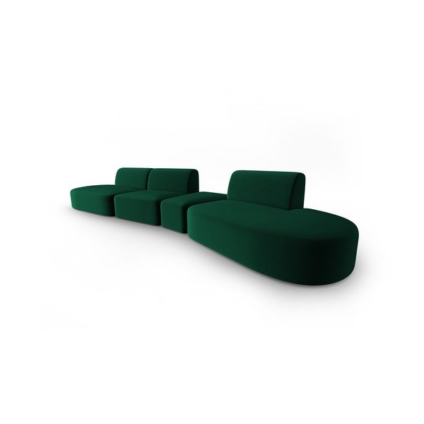 Canapea verde cu tapițerie din catifea cu colț pe partea dreaptă 428 cm Paolo – Milo Casa-image-2