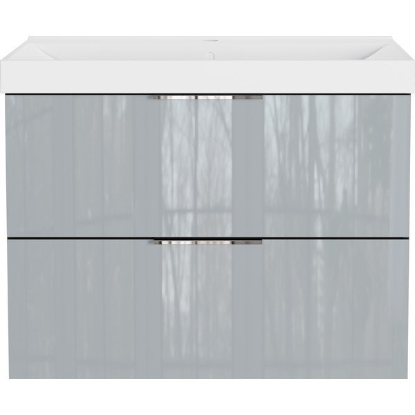Dulap sub chiuvetă gri suspendat cu aspect lucios 81x65 cm Celano – Germania-image-3