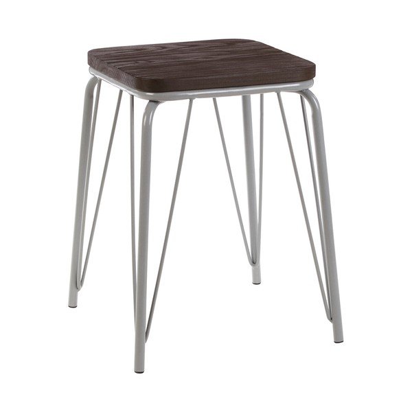 Scaun tip taburet gri/în culoare naturală închisă din lemn de ulm District – Premier Housewares