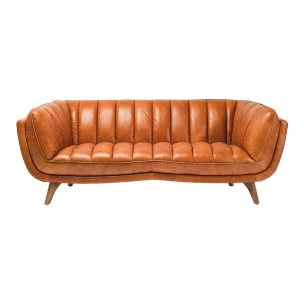 Canapea din piele Kare Design Bruno, maro cognac