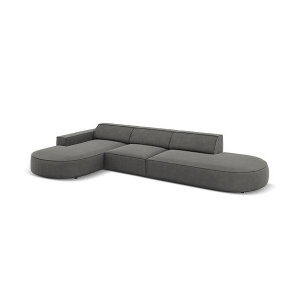 Colțar gri cu tapițerie din catifea (cu șezlong  pe partea stângă ) Jodie - Micadoni Home-image-4