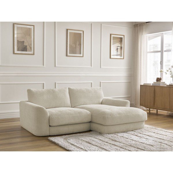 Colțar bej cu tapițerie din chenille (cu colț pe partea dreaptă/cu șezlong) Leonore – Bobochic Paris-image-3