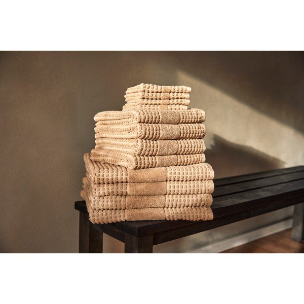 Prosop bej din bumbac organic 50x100 cm Check – JUNA-image-1