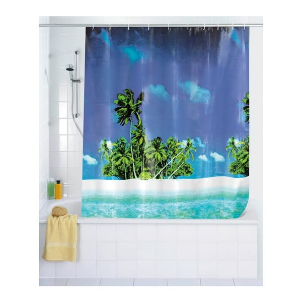 Perdea duș Wenko Dreamy Beach, 180 x 200 cm, albastru-image-1