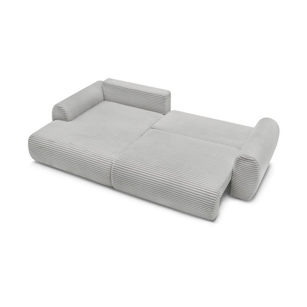 Colțar gri deschis extensibil cu tapițerie din catifea reiată  (cu colț pe partea stângă ) Lucien – Bobochic Paris-image-4