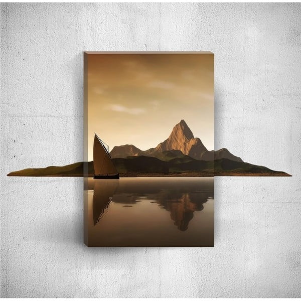 Tablou de perete 3D Mosticx Hills With Boat, 40 x 60 cm