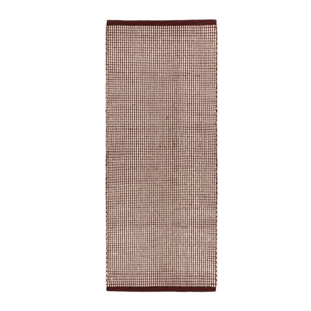 Covor tip traversă burgundy/în culoare naturală țesut manual din lână 80x170 cm Talo – noo.ma