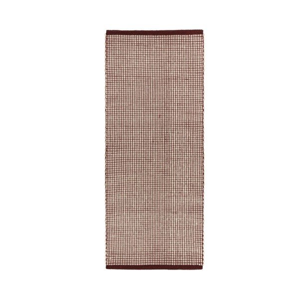 Covor tip traversă burgundy/în culoare naturală țesut manual din lână 80x170 cm Talo – noo.ma