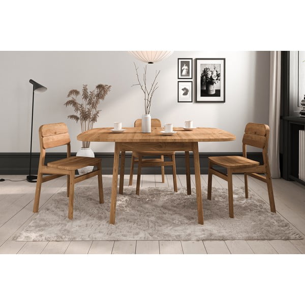 Masă de dining în culoare naturală extensibilă din lemn   de stejar 100x160 cm Twig – The Beds-image-4